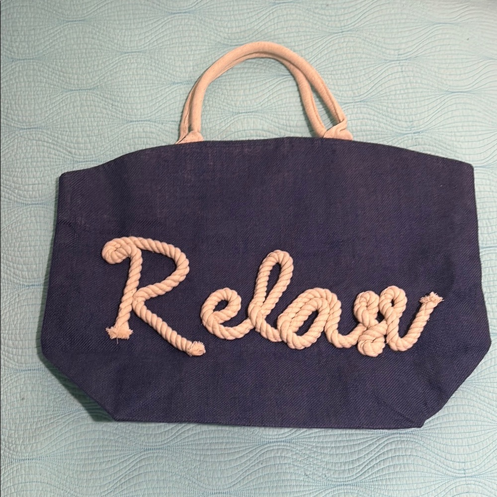 “Relax” Beach Jute Tote Bag